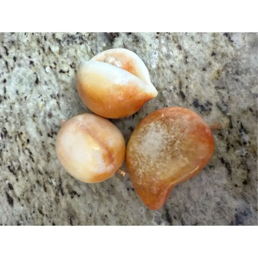 Vintage Alabaster Stone Fruit – Set of 3 Hand-Carved Realistic Decorative Fruit